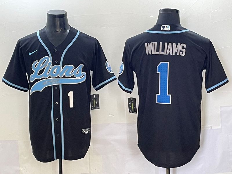Men 2025 Detroit Lions #1 Williams Black  joint name 2024 Nike Limited NFL Jersey style 7